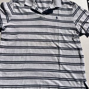 Ralph Lauren Gray and Navy Striped Polo
